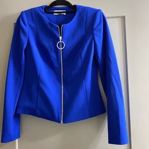 Calvin Klein Ink Blue, Peplum Blazer with Zipper - Size 4